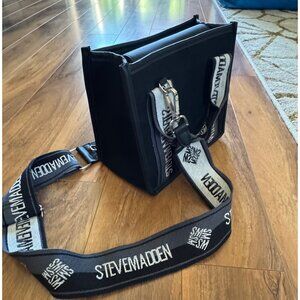 Steven Madden Tik Tok Bag Webber Small Black And Gray Canvas Purse Bag